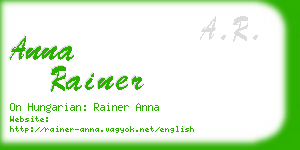 anna rainer business card